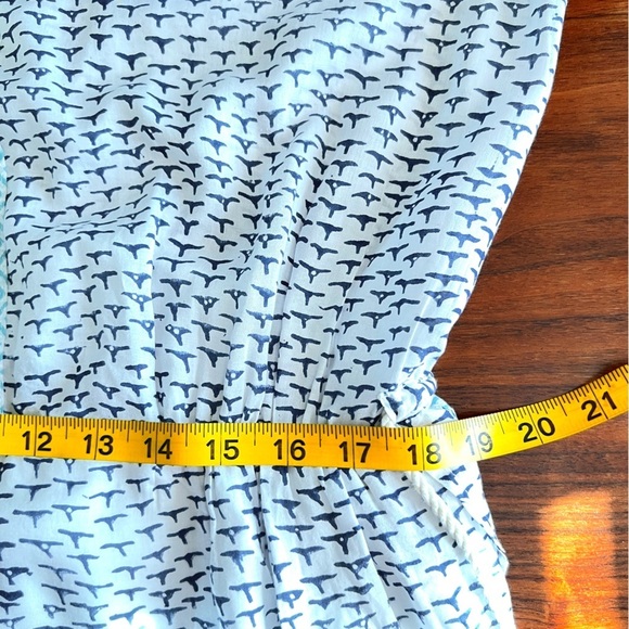 Roberta Roller Rabbit White Blue Block Print Halter Neck Cotton Dress Large - Picture 11 of 12